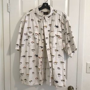 Fishing themed buttoned down shirt